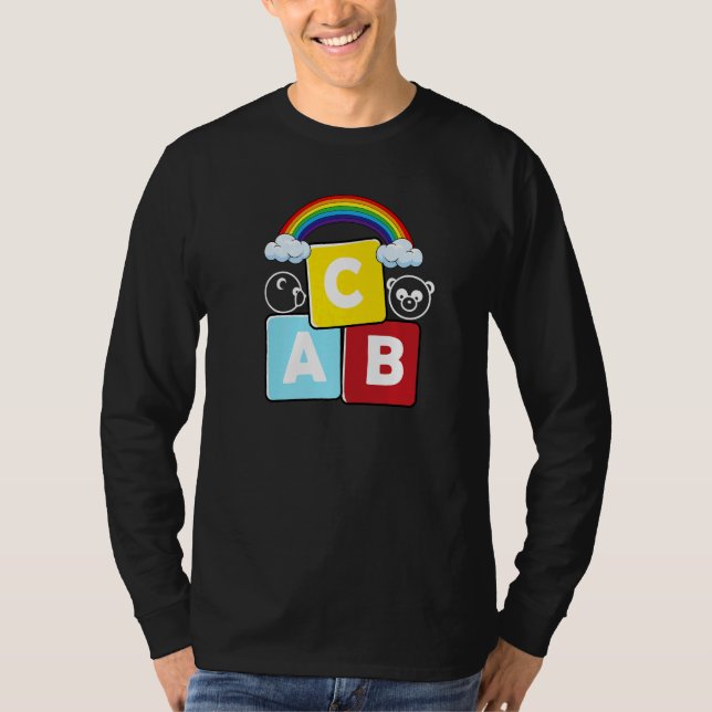Abc Letters  Back To School Student Teacher Pandas T-Shirt (Front)