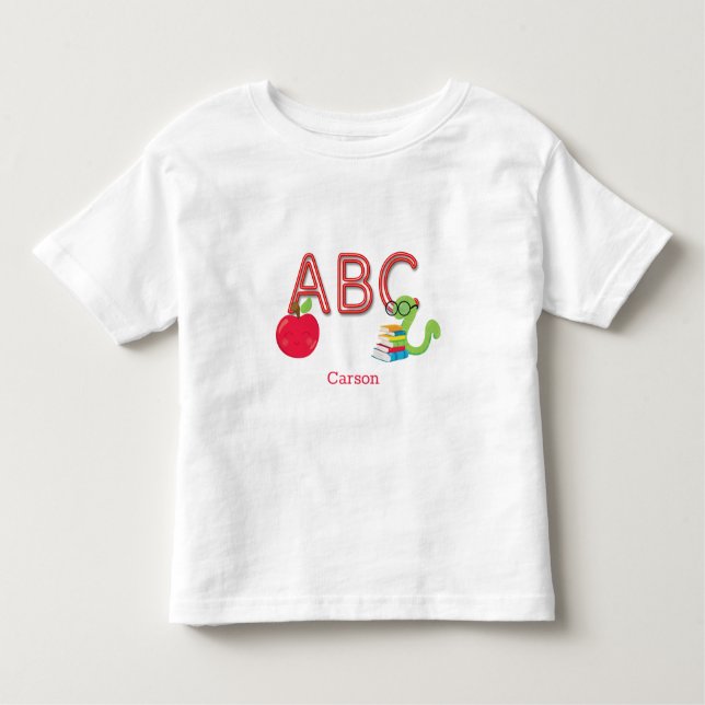 ABC Letters Bookworm Personalised Toddler T-Shirt (Front)