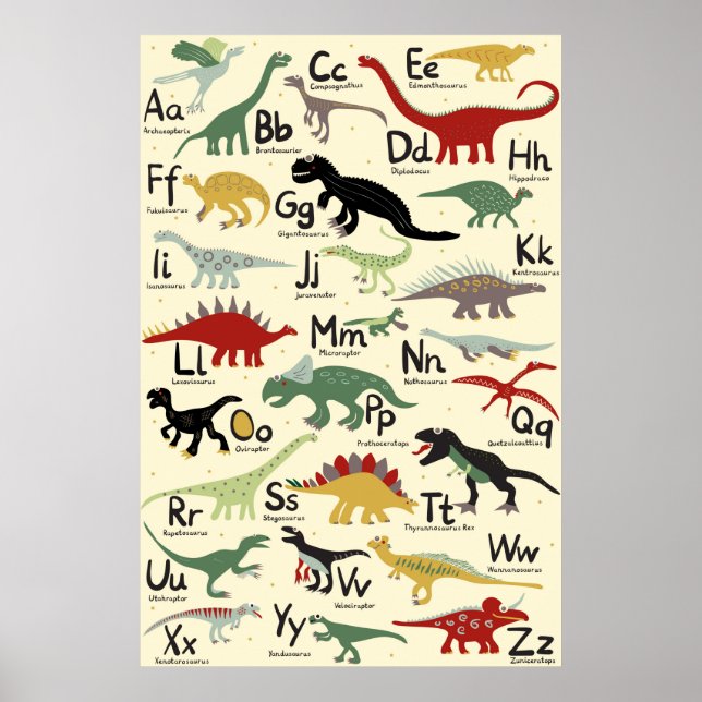 ABC Poster Dinosaurier Alphabet Kinderzimmer (Front)