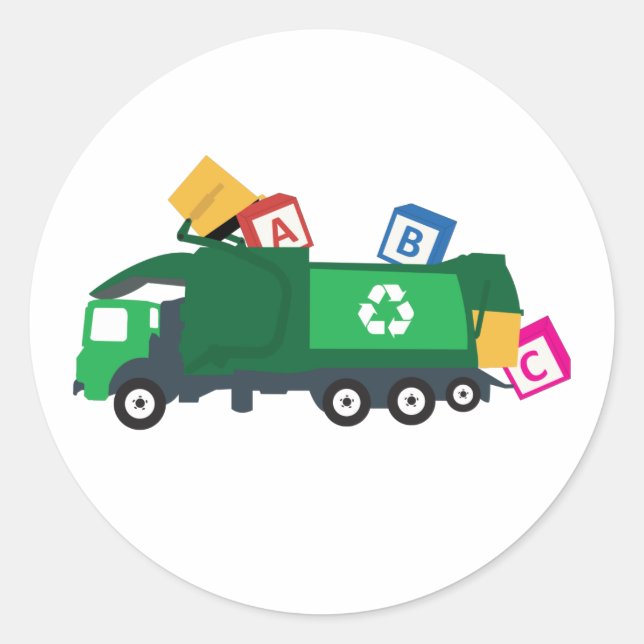 ABC Recycling Garbage Truck Classic Round Sticker (Front)