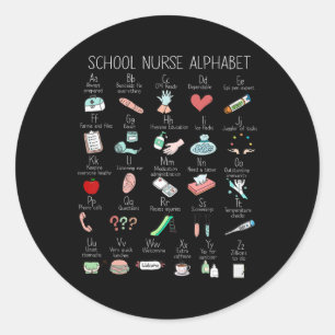 Abc School Nurse Alphabet Nurse Appreciation Nurse Classic Round Sticker