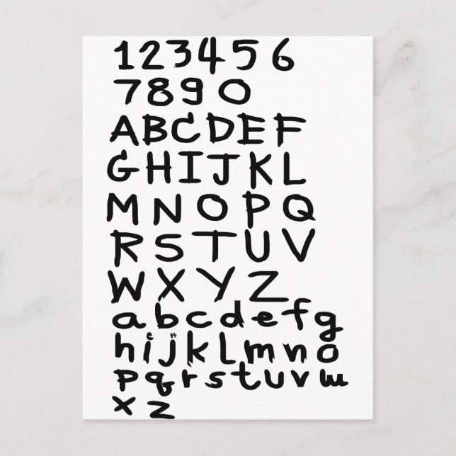 ABC  text  and number Postcard (Front)
