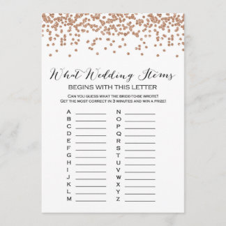 ABC Wedding Items Rose Gold Bridal Shower Game 5x7 Invitation