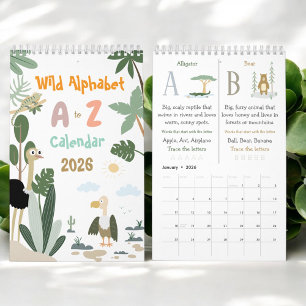 ABC Wild Animal Alphabet Kids Educational Calendar