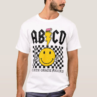 Abcd 4Th Grade Rocks Pencil Lighting Bolt Teacher  T-Shirt