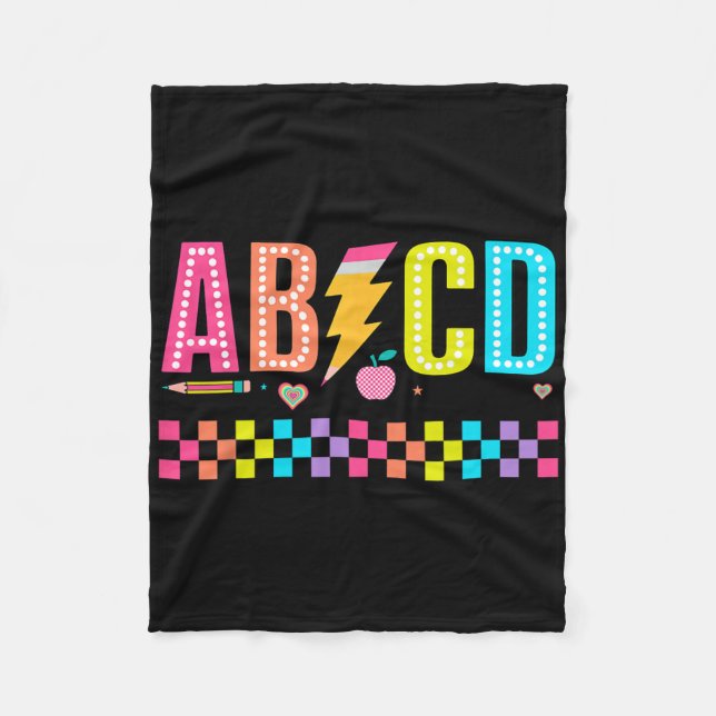 Abcd Ck To School Tee  Fleece Blanket (Front)