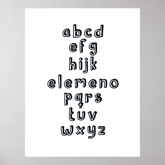 ABCD EFG HIJK ELEMENO PQRS TUV WXYZ : Alphabet Fun Poster (Front)
