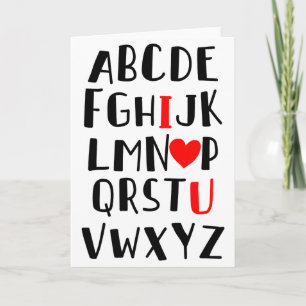 Abcd I Love You Alphabet Men Women Cute Funny Vale Card