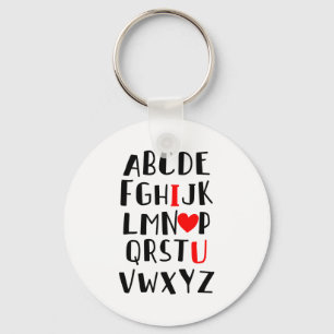 Abcd I Love You Alphabet Men Women Cute Funny Vale Key Ring