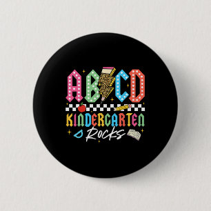 Abcd Kindergarten Rocks Pencil Lightning Teachers 6 Cm Round Badge