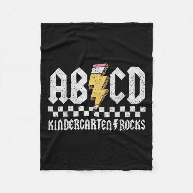 Abcd Kindergarten Rocks Pencil Lightning Teachers  Fleece Blanket (Front)
