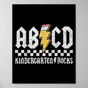 Abcd Kindergarten Rocks Pencil Lightning Teachers Poster
