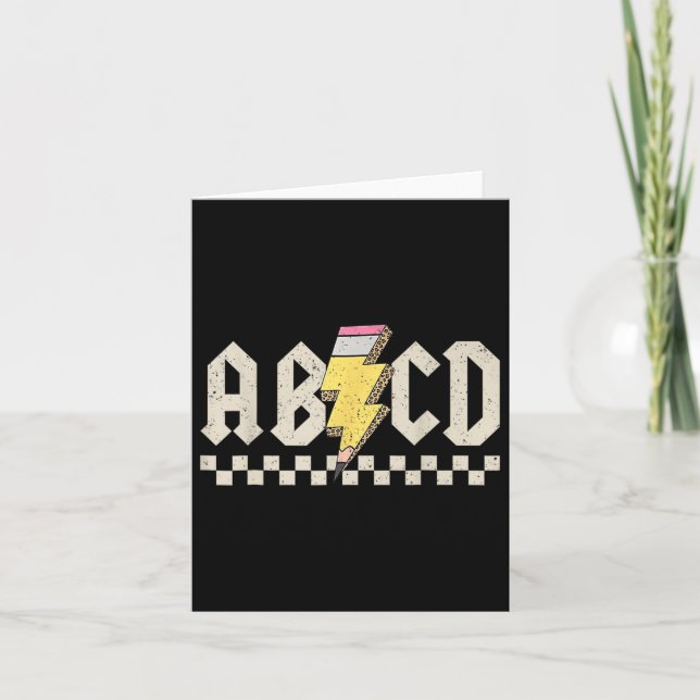 Abcd Pencil Lightning Bolt Back To School Teachers Card (Front)