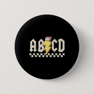 Abcd Pencil Lightning Bolt Teacher Back To School  6 Cm Round Badge