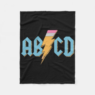 Abcd Pencil Lightning Rock'n Roll Teacher Back To  Fleece Blanket