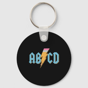Abcd Pencil Lightning Rock'n Roll Teacher Back To Key Ring