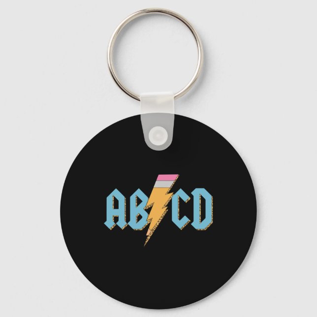 Abcd Pencil Lightning Rock'n Roll Teacher Back To  Key Ring (Front)