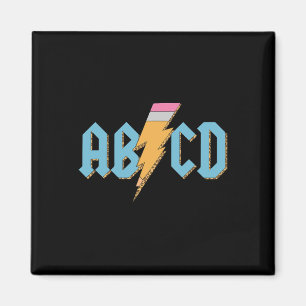 Abcd Pencil Lightning Rock'n Roll Teacher Back To  Magnet