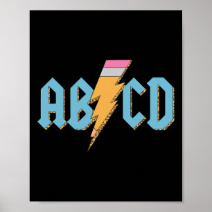 Abcd Pencil Lightning Rock'n Roll Teacher Back To Poster