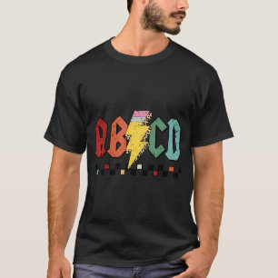 Abcd Pencil Lightning Rock'N Roll Teacher Back To  T-Shirt
