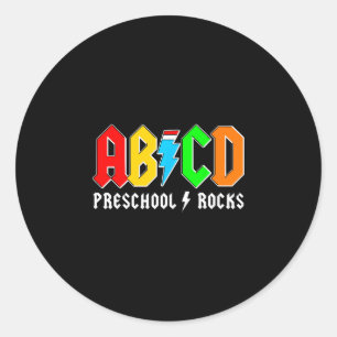 Abcd preschool rocks boys back to school teacher classic round sticker