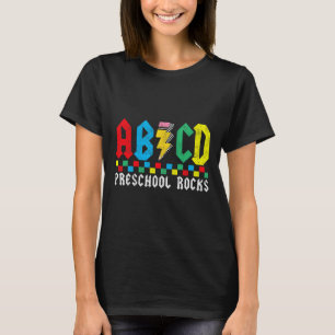 Abcd Preschool Rocks First Day Pre-k Teacher Back T-Shirt