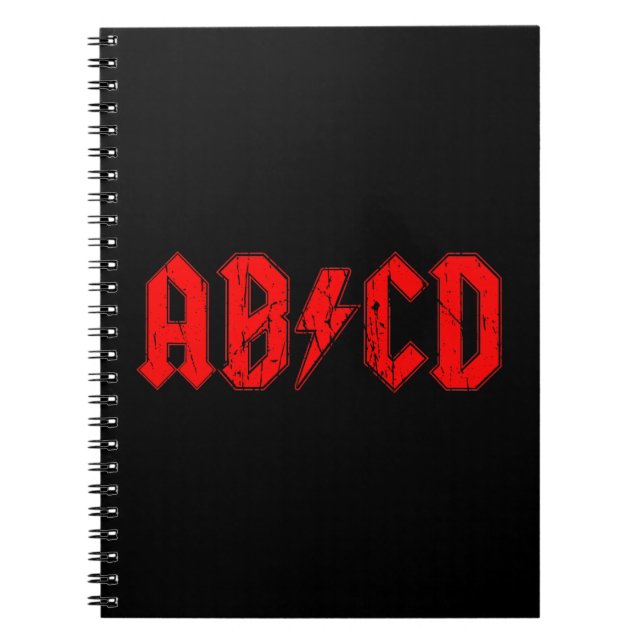 ABCD rock music funny symbol fake acdc joke school Notebook (Front)