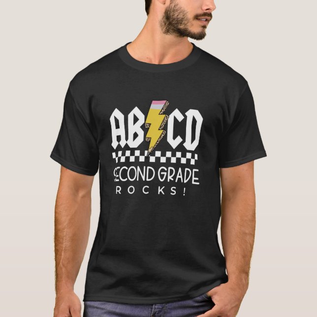 ABCD Second Grade Rocks First Day Of School Back T T-Shirt (Front)