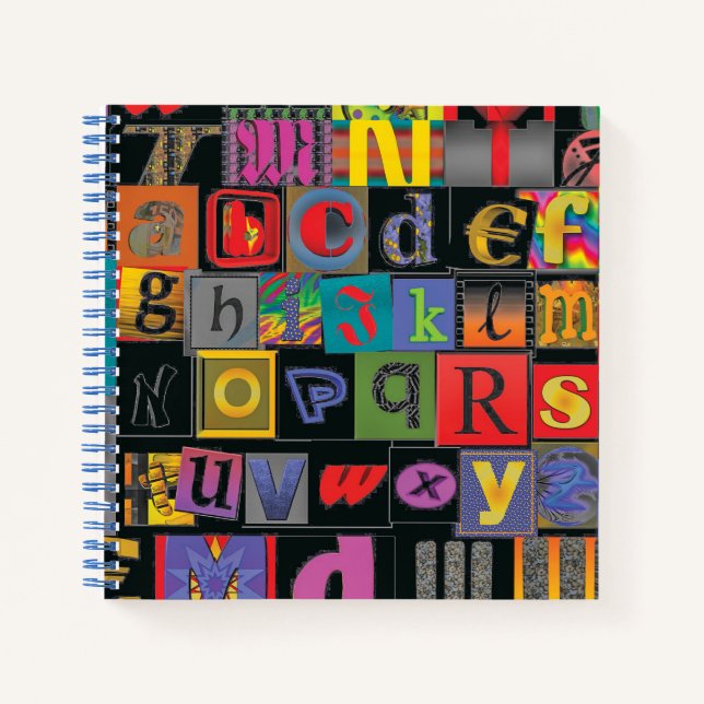 ABCDEFG -- The Alphabet in Crazy Fonts Notebook (Front)