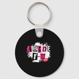 Abcdefu Retro Funny Heart Valentine's Day  Key Ring