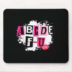 Abcdefu Retro Funny Heart Valentine's Day Mouse Pad