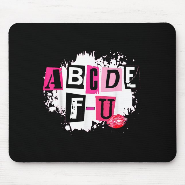 Abcdefu Retro Funny Heart Valentine's Day  Mouse Pad (Front)