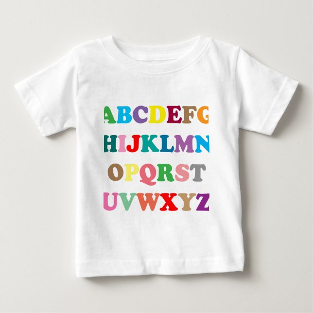 ABC's colourful letters Baby T-Shirt (Front)