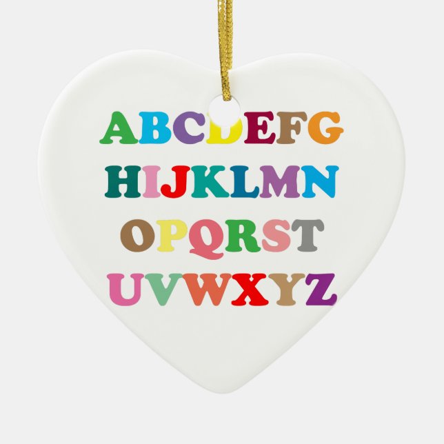 ABC's colourful letters Ceramic Tree Decoration (Front)