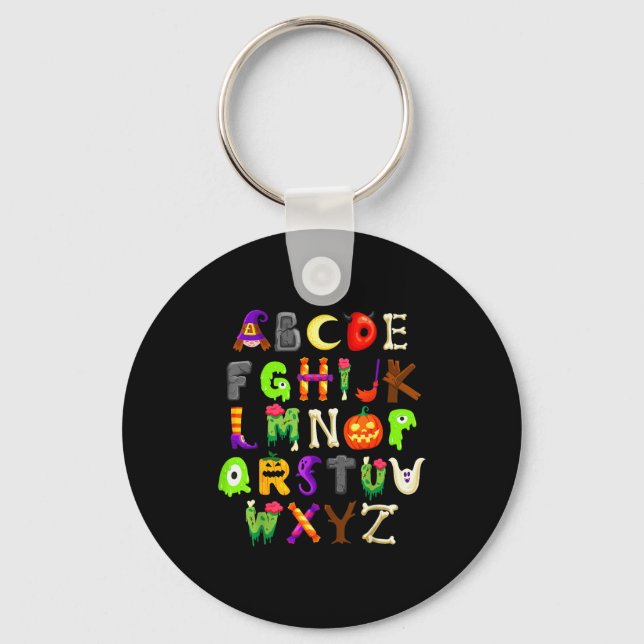 Abcs Learning Kindergarten Teacher Funny Halloween Key Ring (Front)