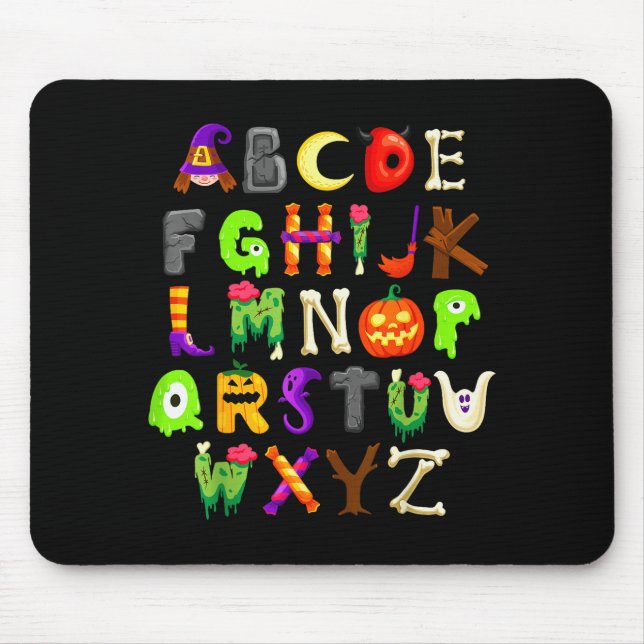 Abcs Learning Kindergarten Teacher Funny Halloween Mouse Pad (Front)