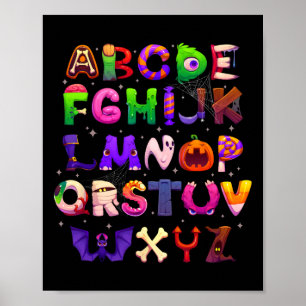 Abcs Learning Kindergarten Teacher Funny Halloween Poster