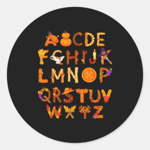 Abcs Learning Kindergarten Teacher Thanksgiving Al Classic Round Sticker