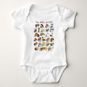 ABCs of NYC Iconic New York City Foods Alphabet Baby Bodysuit