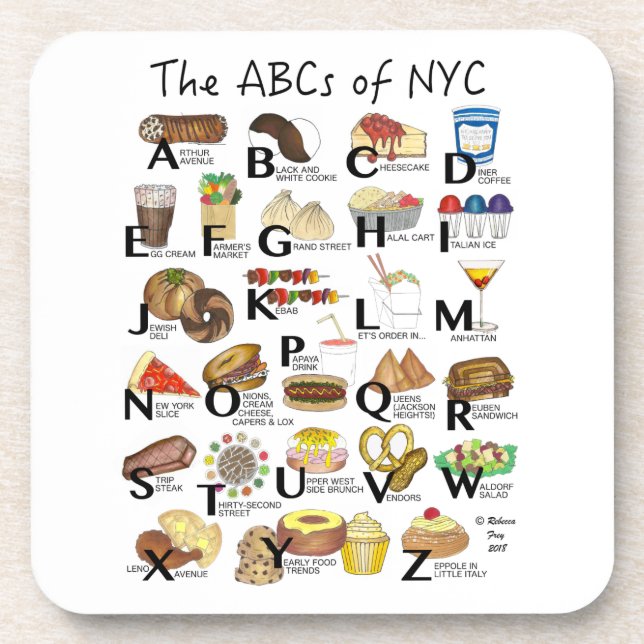 ABCs of NYC Iconic New York City Foods Alphabet Coaster (Front)
