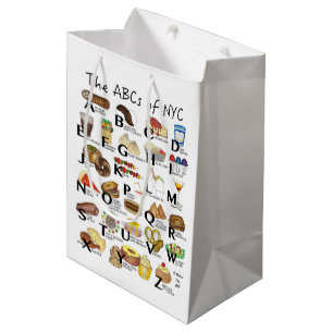 ABCs of NYC Iconic New York City Foods Alphabet Medium Gift Bag