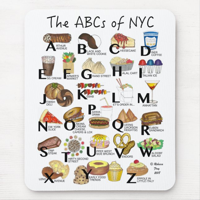 ABCs of NYC Iconic New York City Foods Alphabet Mouse Pad (Front)