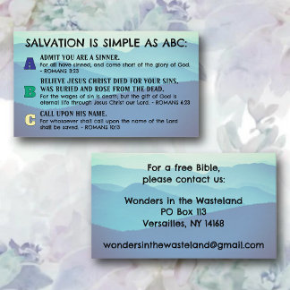 ABC's of Salvation Gospel Tract KJV Scripture Business Card