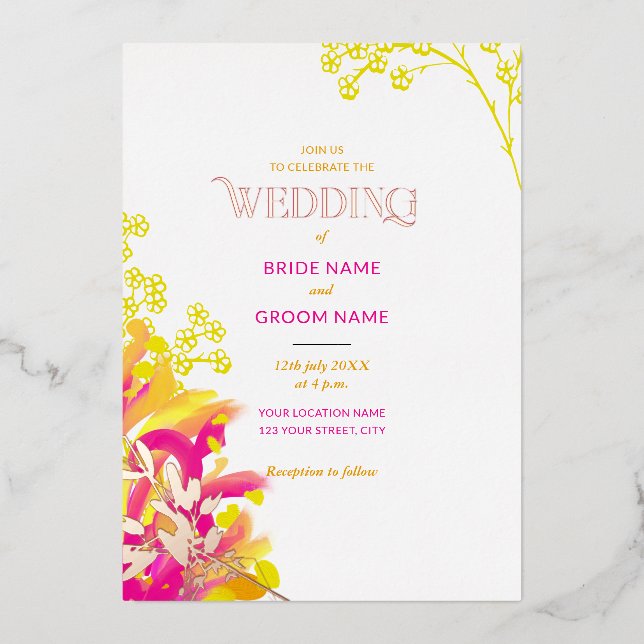 Abctract Pink and Orange Floral Wedding (Front)