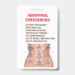 ABDOMINAL EMERGENCIES Reference Card - Double Side ID Badge