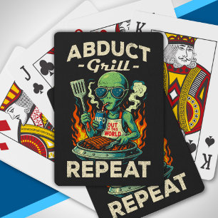 Abduct Grill Repeat Retro BBQ Cookout Funny Alien Playing Cards