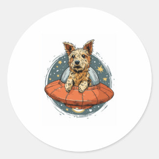 Abduction Dog – UFO Beaming Pup Classic Round Sticker