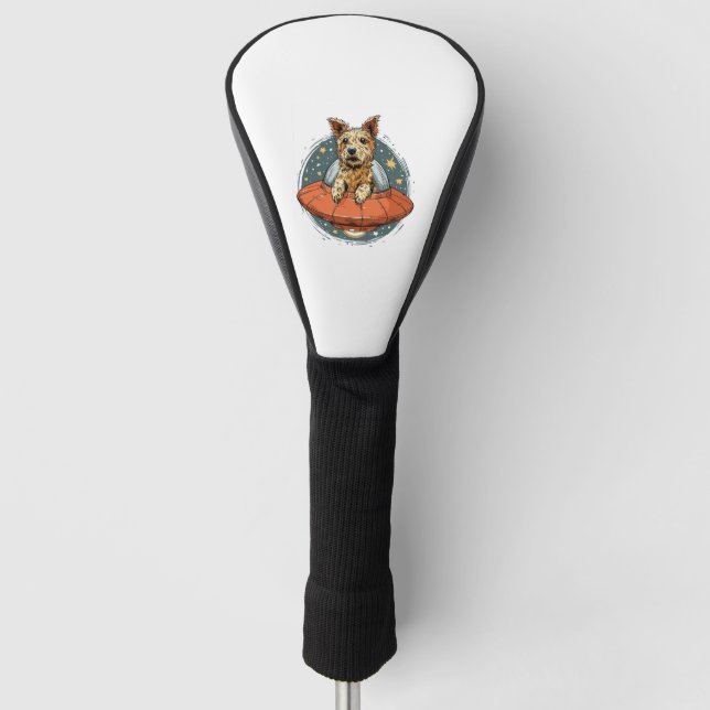 Abduction Dog – UFO Beaming Pup Golf Head Cover (Front)