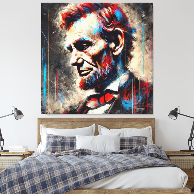 ABE LINCOLN 16TH U.S PRESIDENT 5 CANVAS PRINT (Insitu(Bedroom))