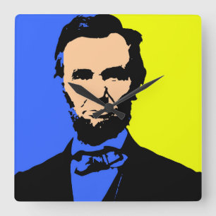ABE LINCOLN 2 SQUARE WALL CLOCK